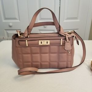 Nine West Quilted Pink Faux Leather Handbag Purse GoldTone Hardware 10 X 7 X 3.5